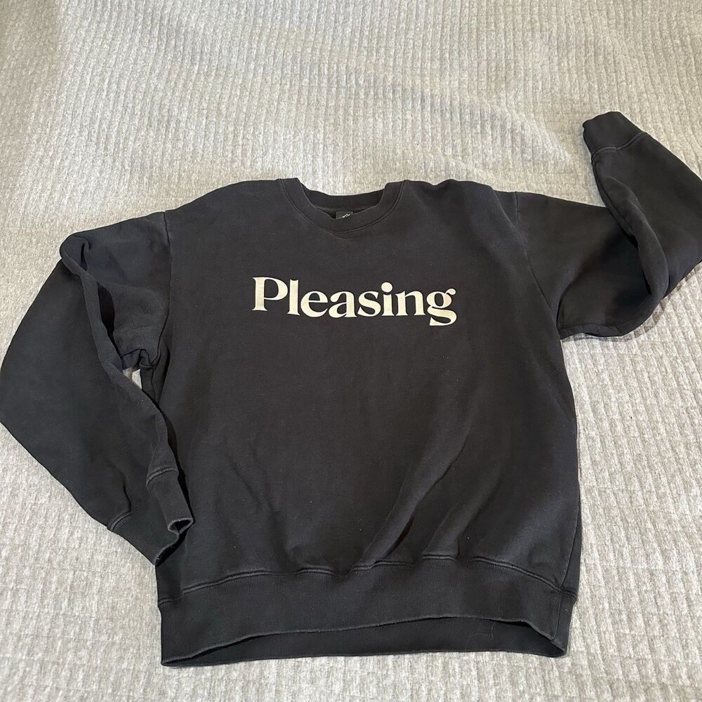 Harry Styles Pleasing Black Logo Graphic Print Crewneck Sweatshirt Medium
